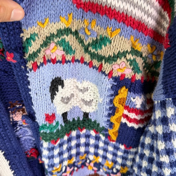 Signature by Northern Isles Hand Knitted Cabincore Cardigan Grandma Sweater L - Picture 5 of 16